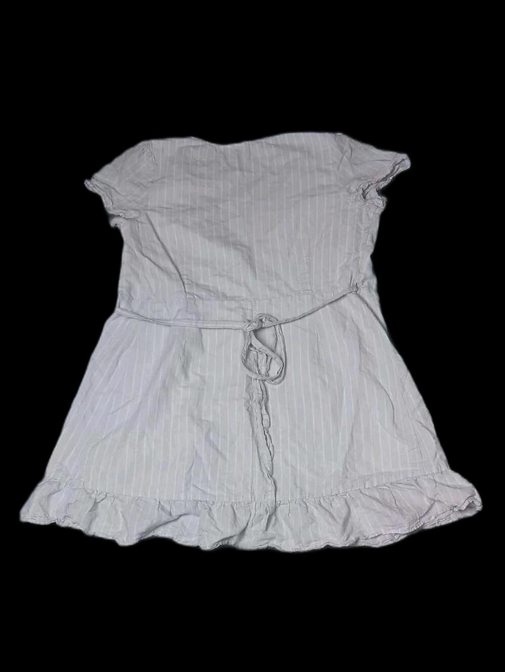 Gap Linen Blend Ruffled Wrap Dress Womens Siz XL Light Purple Stripes - Picture 8 of 12